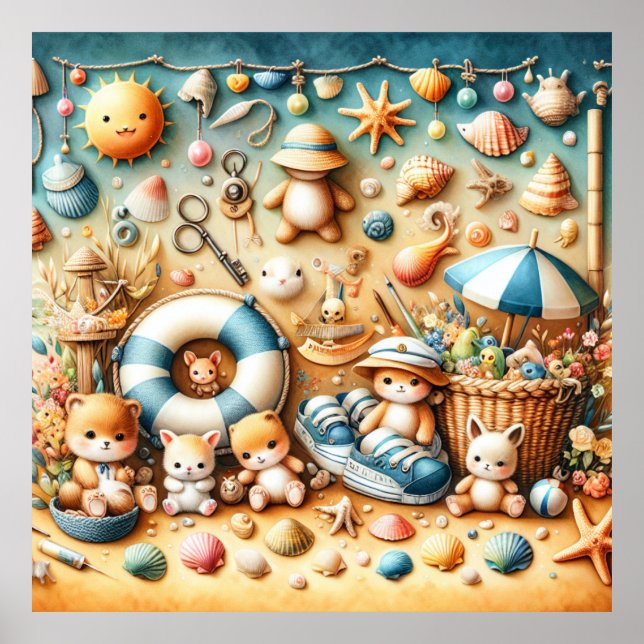 Boho Wall Pinned Beach Nursery Poster (Frente)