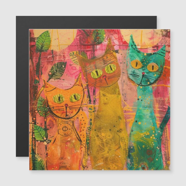 Boho Watercolor Cats - Terna Feline Art (2) (Frente/Verso)