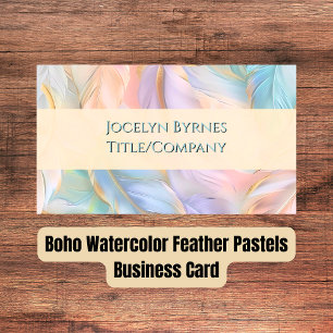 Boho Watercolor Feather Pasters Cartão de visita