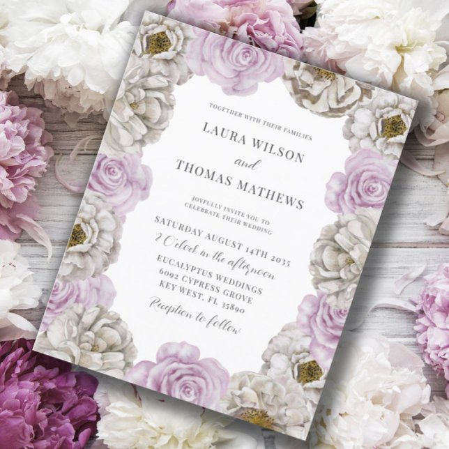 Boho Watercolor Florals Pink & White Wedes (Criador carregado)