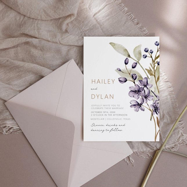 Boho Watercolor Flores Selvagens Convite Para Casa (Criador carregado)