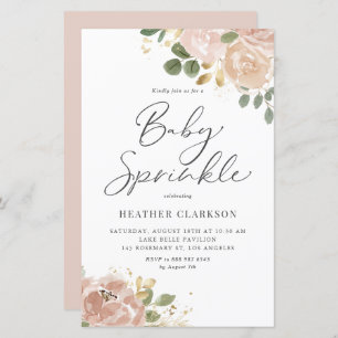 Boho Watercolor Mauve Peach Flowers Baby Sprinkle