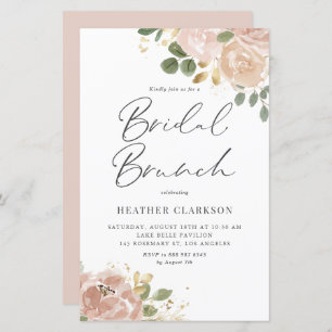 Boho Watercolor Mauve Peach Flowers Bridal Brunch