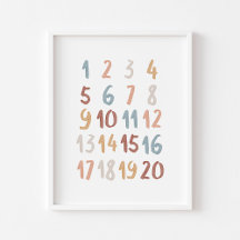 Boho watercolor Number poster