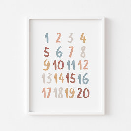 Boho watercolor Number poster