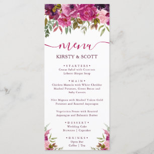 Boho Watercolor Spring Flowers Menu Casamento