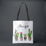 Boho Watercolor Suculta Tote Bag Personalizado<br><div class="desc">Saco de tota personalizável,  moderno e inspirado em vassoura,  com suculentos de aquarela potada. Esta bolsa de tote será perfeita como presente personalizado para aniversários,  casamentos,  graduação,  feriados e outros eventos.</div>