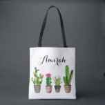 Boho Watercolor Suculta Tote Bag Personalizado<br><div class="desc">Saco de tota personalizável,  moderno e inspirado em vassoura,  com suculentos de aquarela potada. Esta bolsa de tote será perfeita como presente personalizado para aniversários,  casamentos,  graduação,  feriados e outros eventos.</div>