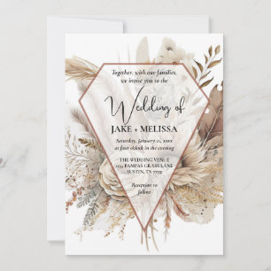 Boho Wedation Convite Terracotta Pampas Grass