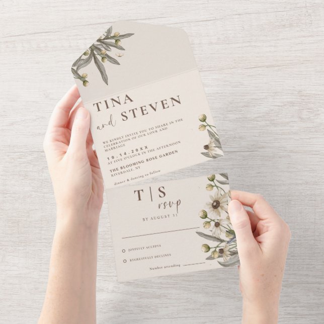 Boho Wedding Beige Botânico (Tearaway)