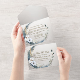 Boho White Orchid Flores Blue Moon Party