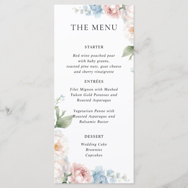 BOHO WHITE ROSES FLOWERS WEDDING MENU JANTO DE CAS (Frente)
