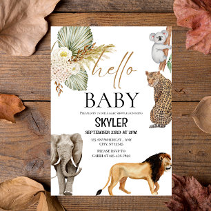 Boho Wild Animais "Olá, Querida" Convite Chá