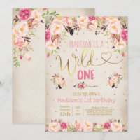 Boho Wild Um Aniversário Convite Watercolor Boho