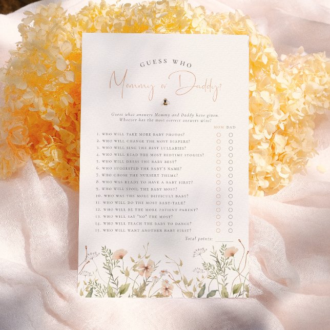 Boho Wildflower Adivinha Quem Joga Chá de fraldas (Criador carregado)