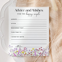 Boho Wildflower Advice e Chá Card de desejos