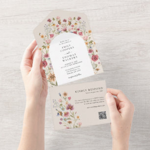 Boho Wildflower All in One Convite de casamento