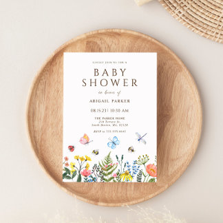 Boho Wildflower Bee Chá de fraldas Convite