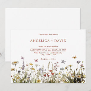 Boho Wildflower Borboletas Convite Para Casamento