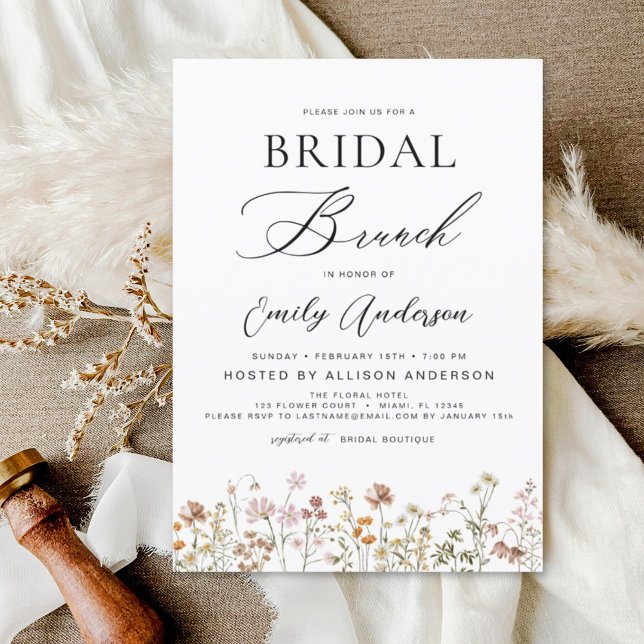 Boho Wildflower Bridal Brunation Convite (Criador carregado)