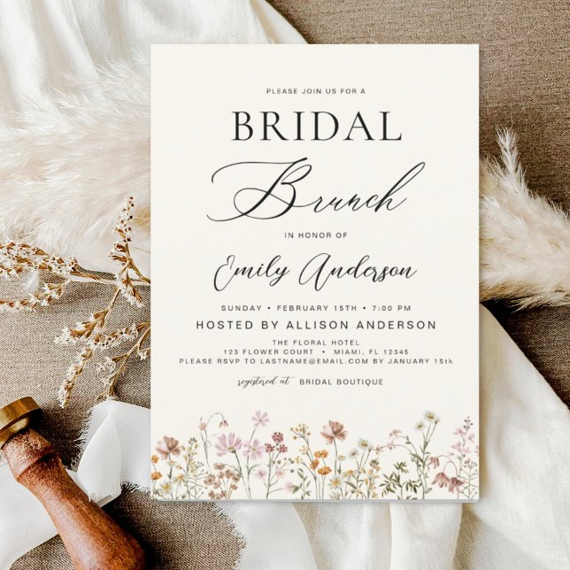 Boho Wildflower Bridal Brunation Convite (Criador carregado)