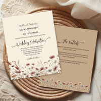 Boho Wildflower BUDGET Convite de casamento com de