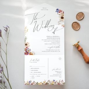 Boho Wildflower Casamento Jardim de Selo e Envio