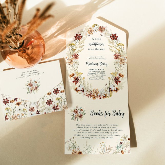 Boho Wildflower Chá de fraldas Tudo em Um Convite (Criador carregado)