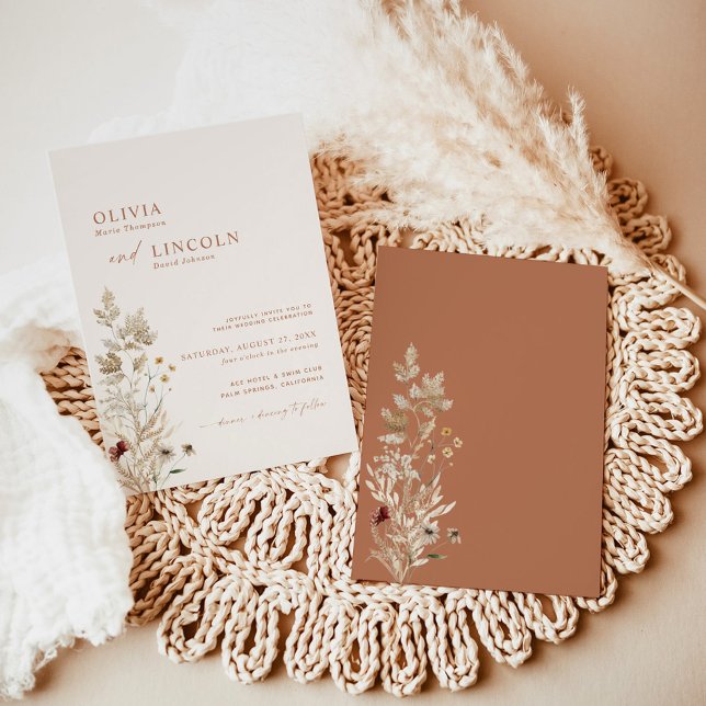 Boho Wildflower Convite de casamento | Moderno Flo (Criador carregado)