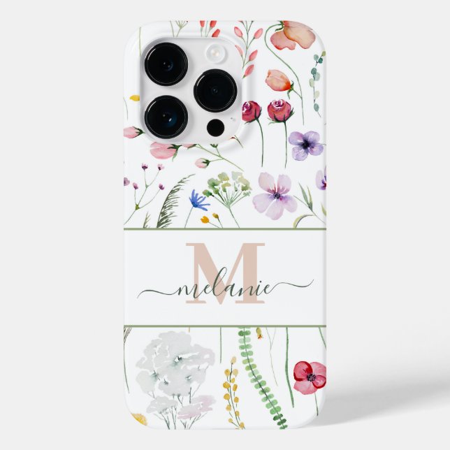 Boho Wildflower Custom Name Monograma (Verso)