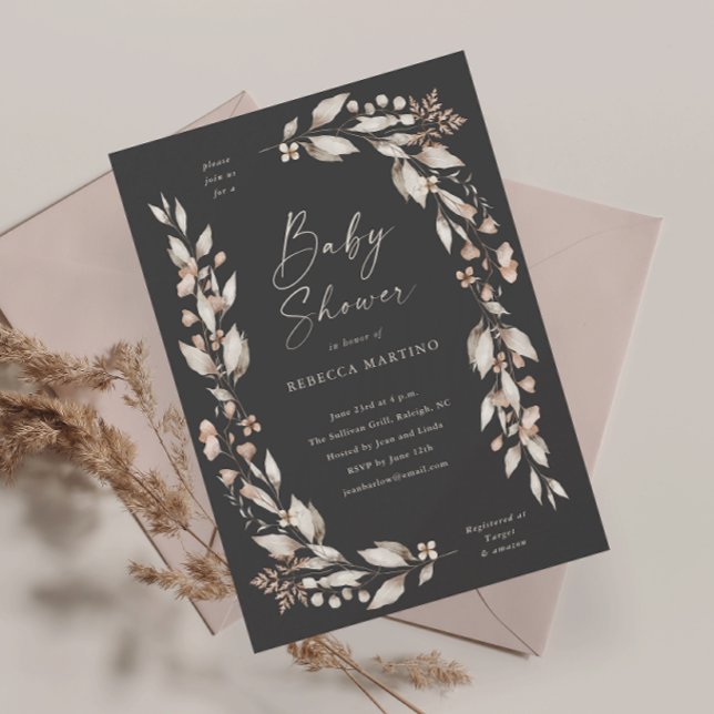 Boho Wildflower Elegant Magnet Chá de fraldas Flor (Boho wildflower elegant floral gender neutral baby shower invitation.)