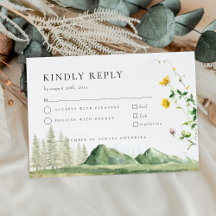 Boho Wildflower Forest Mountain Weding RSVP Card