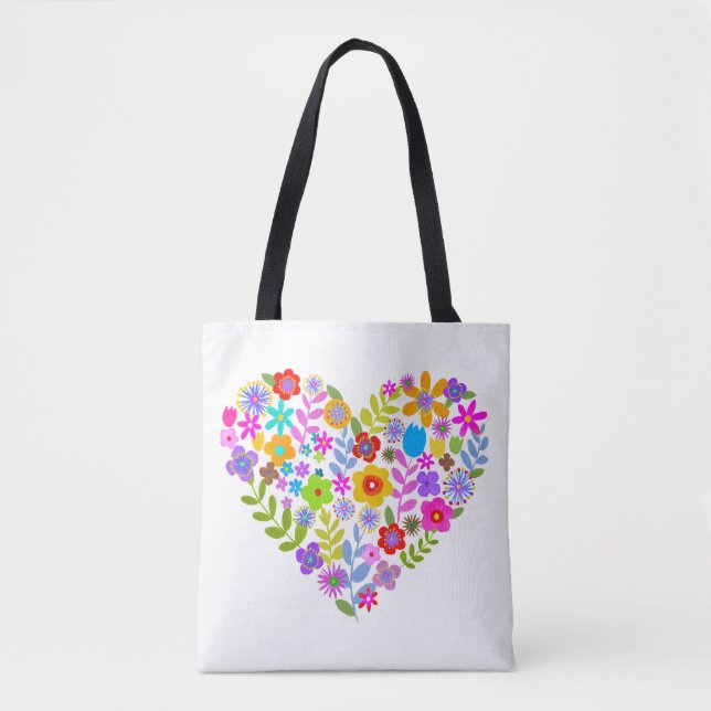 Boho Wildflower Heart Tote Bag (Frente)