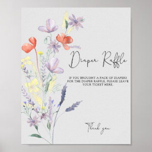 Boho Wildflower - jogo de poster de rifa Fralda