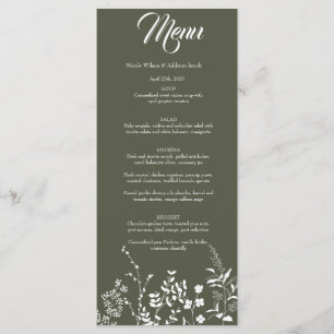 Boho Wildflower Olive Wedation Convite