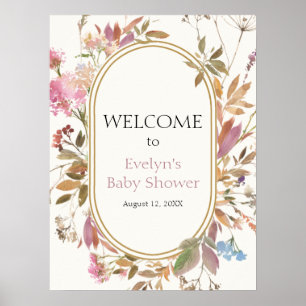 Boho Wildflower Rustic Wreath Welcome Poster