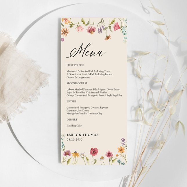 Boho Wildflower Wedding Menu (Criador carregado)