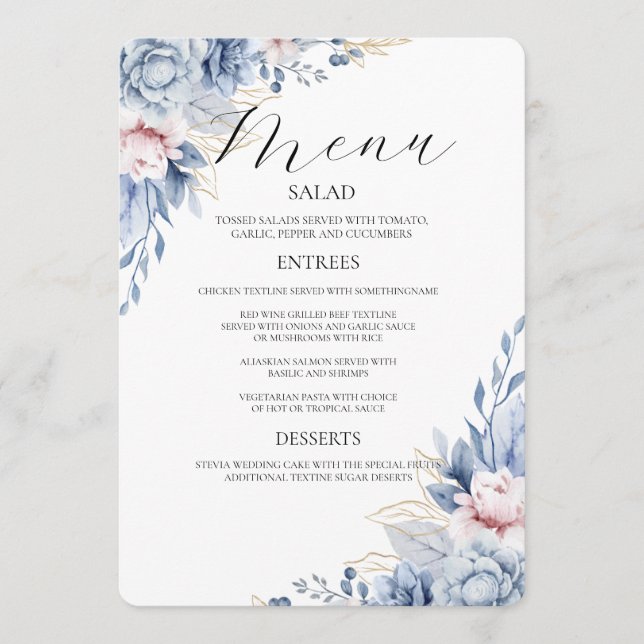 Boho Wildflower Weding Menu Convite (Frente)