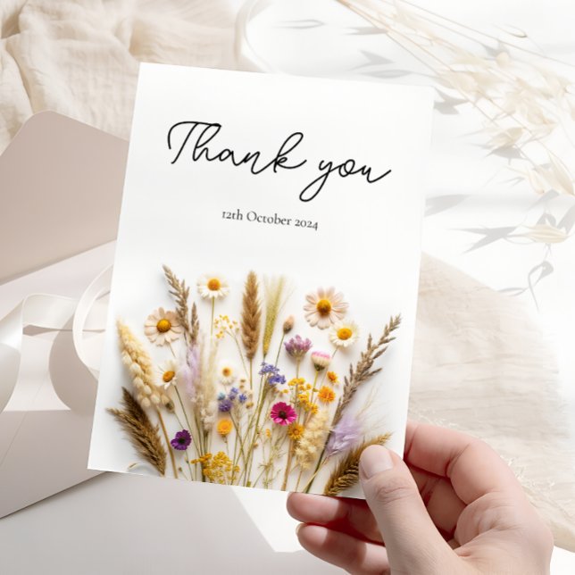 Boho Willdflower Floral Cartões de agradecimentos (Criador carregado)
