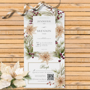 Boho Winter Greenery Boughs White Código QR
