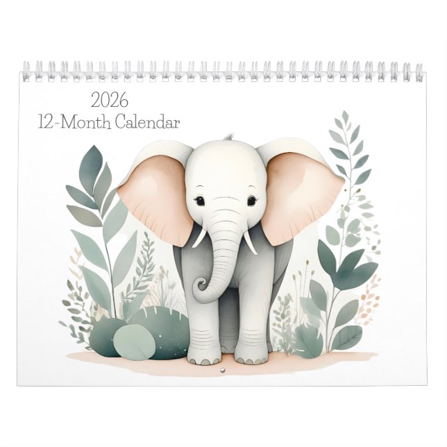 Boho Woodland Animal 2026 Calendário 12 Meses (Capa)