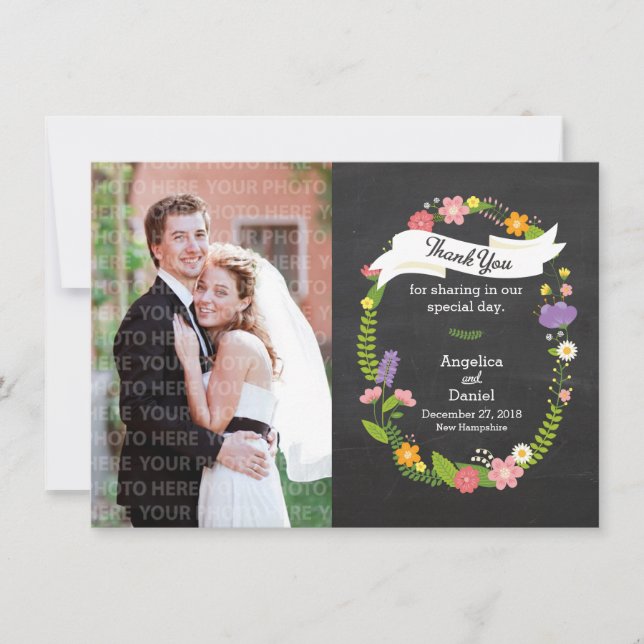 Boho Woodland Wreath no Casamento Chalkboard (Frente)