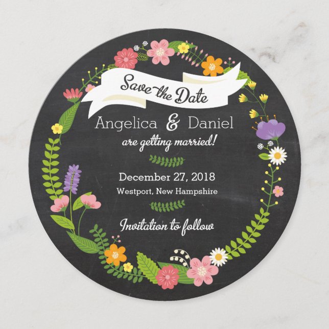 Boho Woodland Wreath no Casamento Chalkboard (Frente)