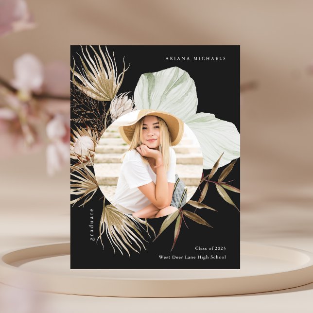 Boho Wreath One Photo Festa de formatura Convite (Criador carregado)