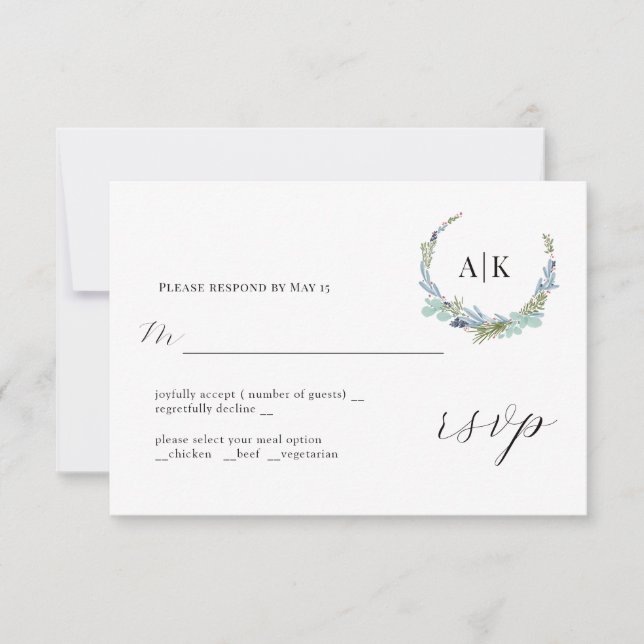 Boho Wreath sobre o White Modern Wedn RSVP Card (Frente)