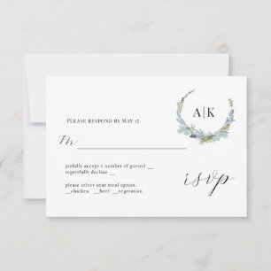 Boho Wreath sobre o White Modern Wedn RSVP Card