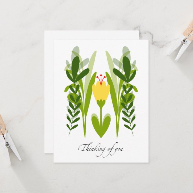 Boho Yellow Flower & Greenery Pensando no seu cart (Frente/Verso In Situ)