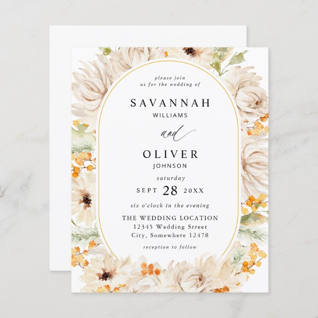 Boige do Orçamento e Casamento Floral Laranja 2 (Frente/Verso)