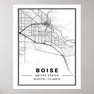 Boise Idaho USA Travel City Map Poster
