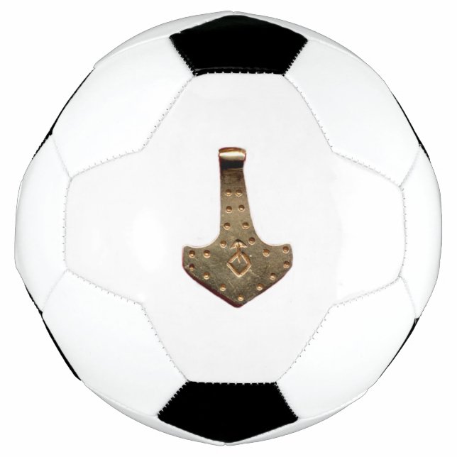 bola branca de futebol Dourada Thor Hammer (Frente)